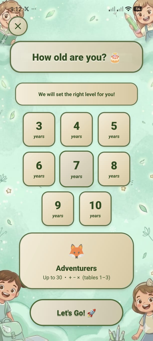 Age Selection Screen